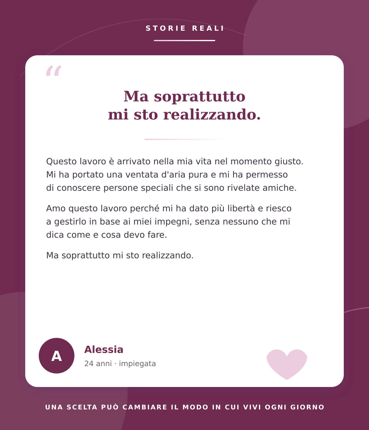 Testimonianza di Alessia, 24 anni, impiegata