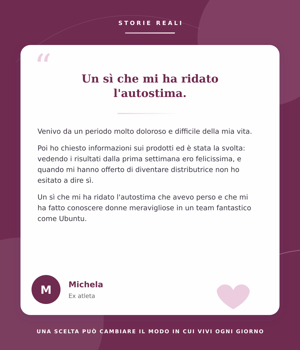 Testimonianza di Michela, ex atleta